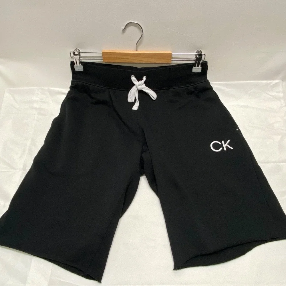 Calvin Klein Fleece Shorts Adult Small Black + CK Logo Cut Off Lounge Sleep Wear